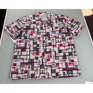 Columbia PFG Shirt Men's Short Sleeve All Over Pattern Vented Outdoor DadCore